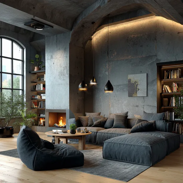 Modern Brutalist Industrial Interior